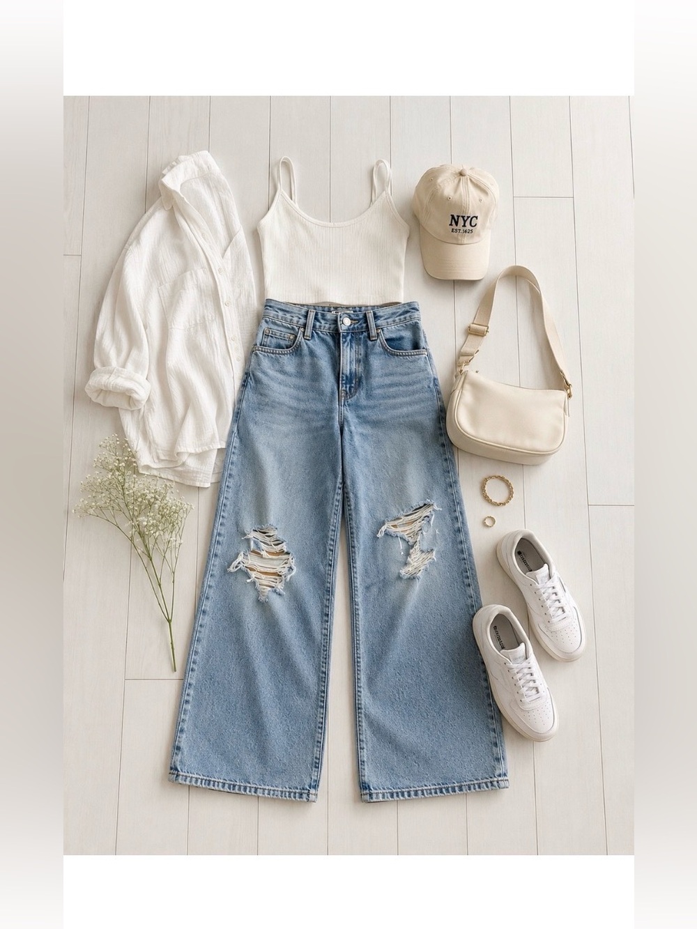 LEVI’S 90’s Ripped Wide Leg Baggy Jeans Size 32 - Picture 2 of 10